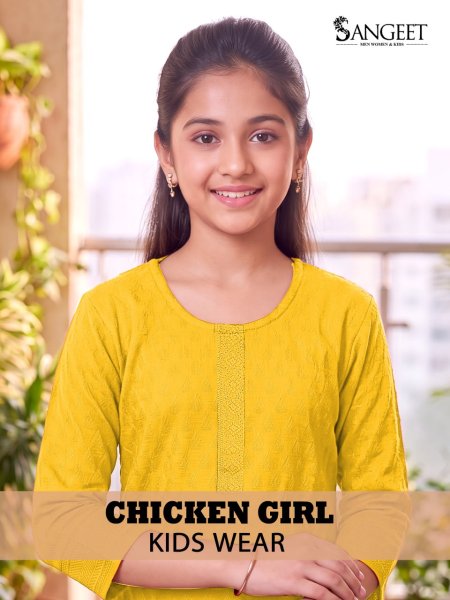 Chicken Girl By Sangeet Kids Rayon Chikan Schiffli Kurti 